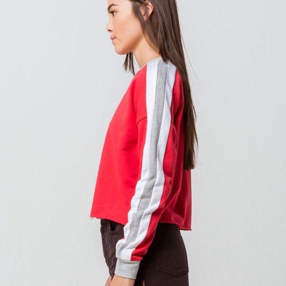 NWT Destined 3 Stripe Raw-edged Crop Sweatshirt - Picture 3 of 4